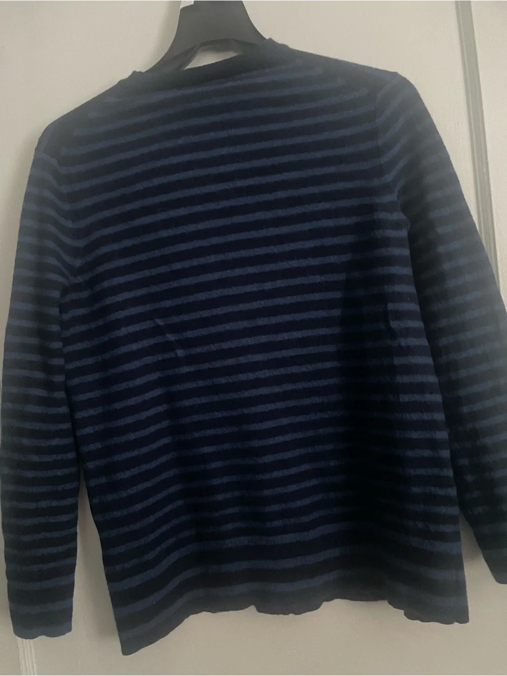 Banana Republic Striped Crewneck Sweater - Navy & Blue Italian merino yarn by